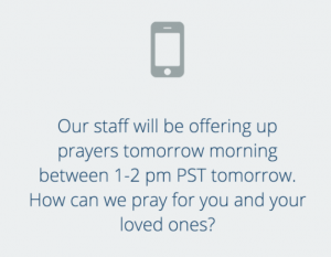 Text example in Flocknote asking members for prayer