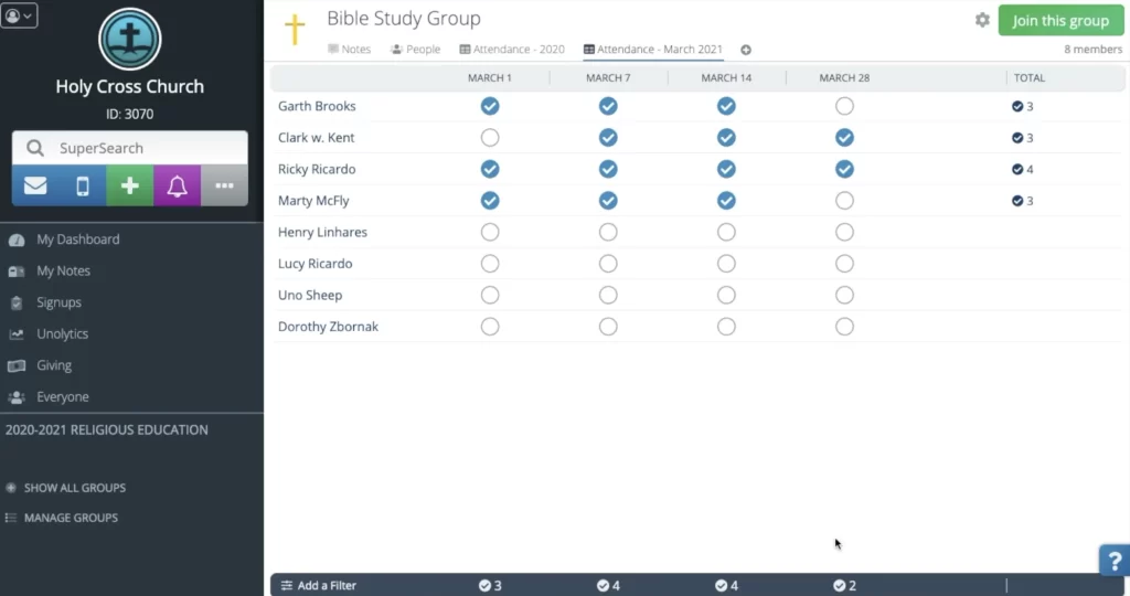 Boards to track attendance