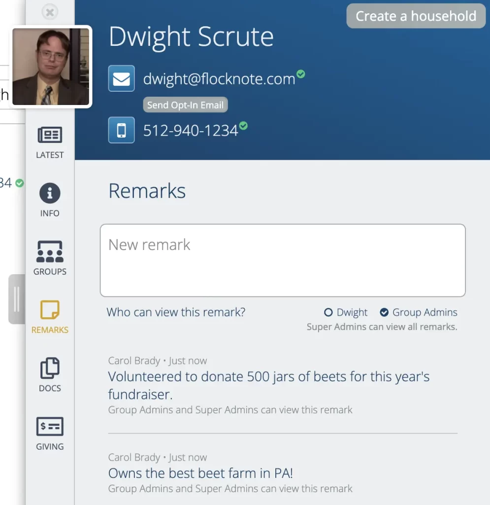 Keep remarks on members profiles